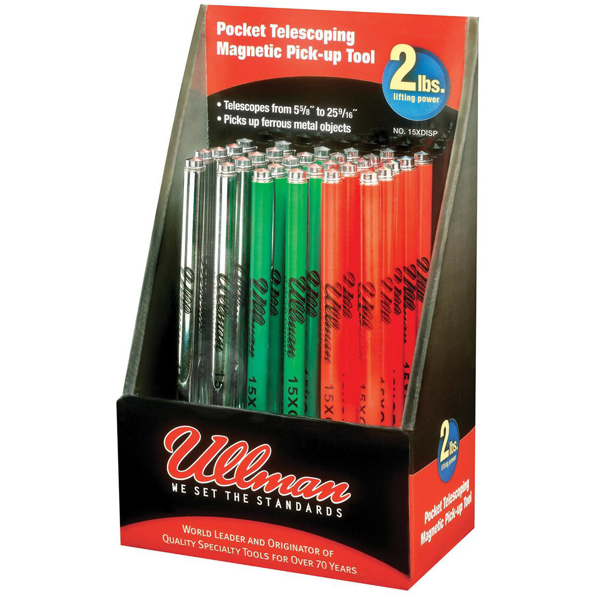 Ullman Devices Pocket Magnetic Pick Up Tool Display — Telescoping Handle, Multicolor, 1.5-Lb. Capacity, Model# ULL15XDISP